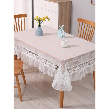 輕奢氛圍感桌布小資高級感白色蕾絲長方形家用臺布美式田園風新品