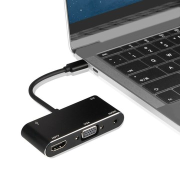 擴展塢 USB-C 多功能筆電擴展底座 HDMI Type-C擴展塢 批發多功能筆記本拓展塢3.1高速接口五合一HDTV VGA