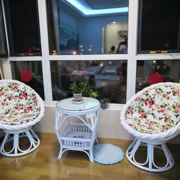 免運費/開發票 印尼天然真藤椅藤木組合茶幾三件套搖搖椅可旋轉藤編桌椅庭院陽臺