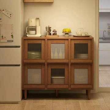 免運 可開票 快速出貨 實木餐邊櫃客廳茶水櫃靠墻儲物櫃日式格子櫃落地置物櫃廚房收納櫃 DDD1111