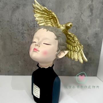 精靈女孩與和平鴿-F18 手工天然樹脂娃娃 喬遷 開幕 生日禮物 美睫 美甲 彩妝 美容美髮 店面 擺飾