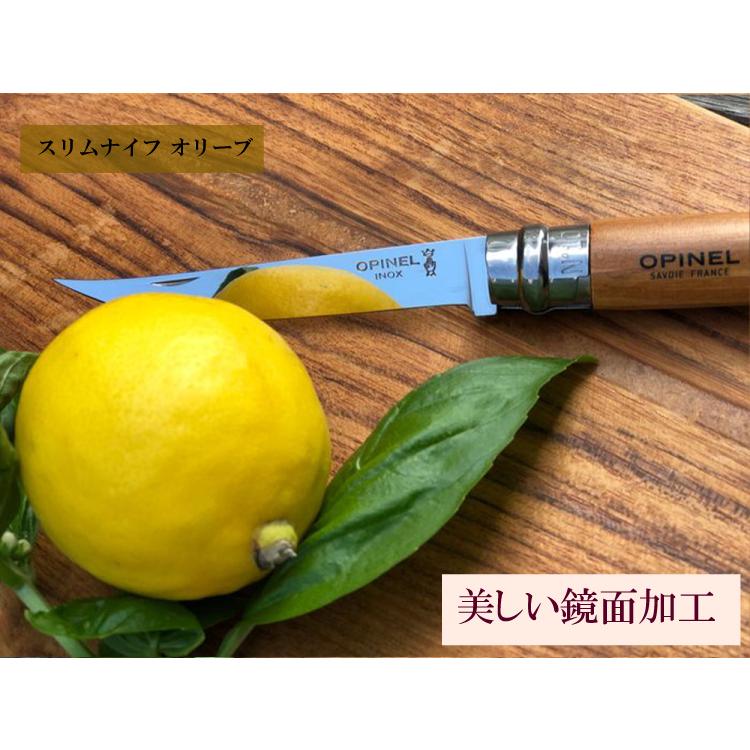 OPINEL オピネルナイフ ステンレス スリムナイフ レザーケースセット オリーブ 10.0cm