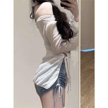 世可兒泳衣度假美式扎染藍色三點式運動分體平角比基尼罩衫三件套