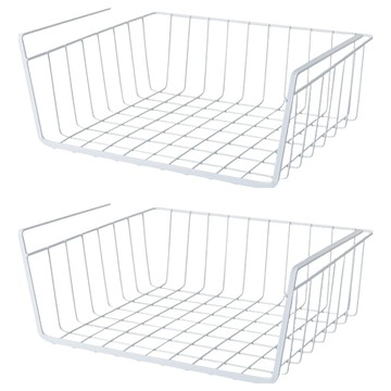SIANG SI 櫥櫃隔板下掛籃  2個  白色  小(30 x 24 x 15cm)