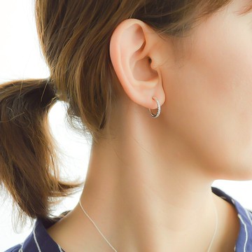 耳環 霧面銀色纏繞環形耳環