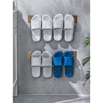衛生間拖鞋架墻壁掛式浴室拖鞋架吸盤式廁所免打孔鞋子收納神器