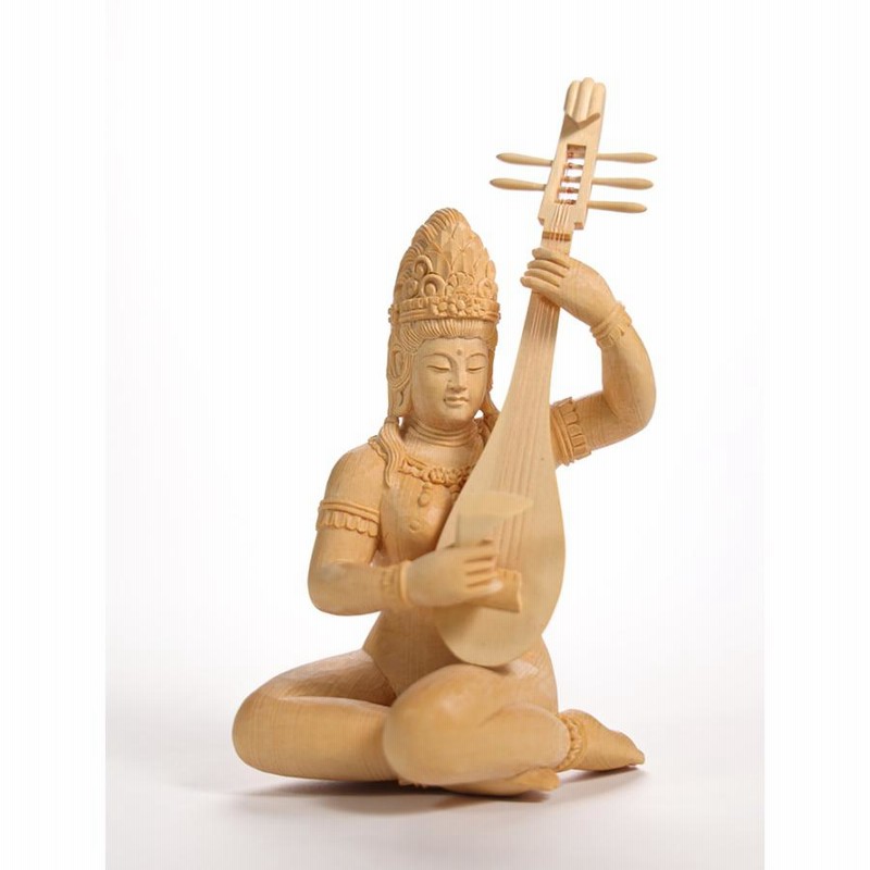 4點同出 高18.5cm 咲い 敦煌 美品 高級木彫り