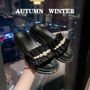 法式高級感厚底涼拖鞋女夏外穿夏天平底外出一字拖大碼女鞋41一43