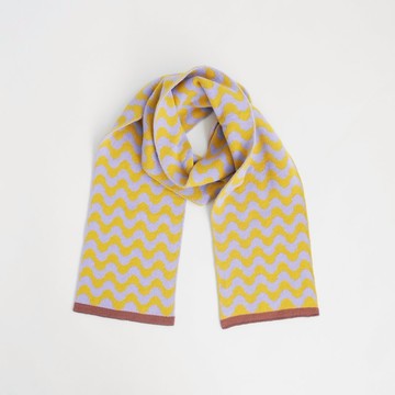 studio chiia 針織圍巾- 波浪織紋 - 黃 x 粉紫