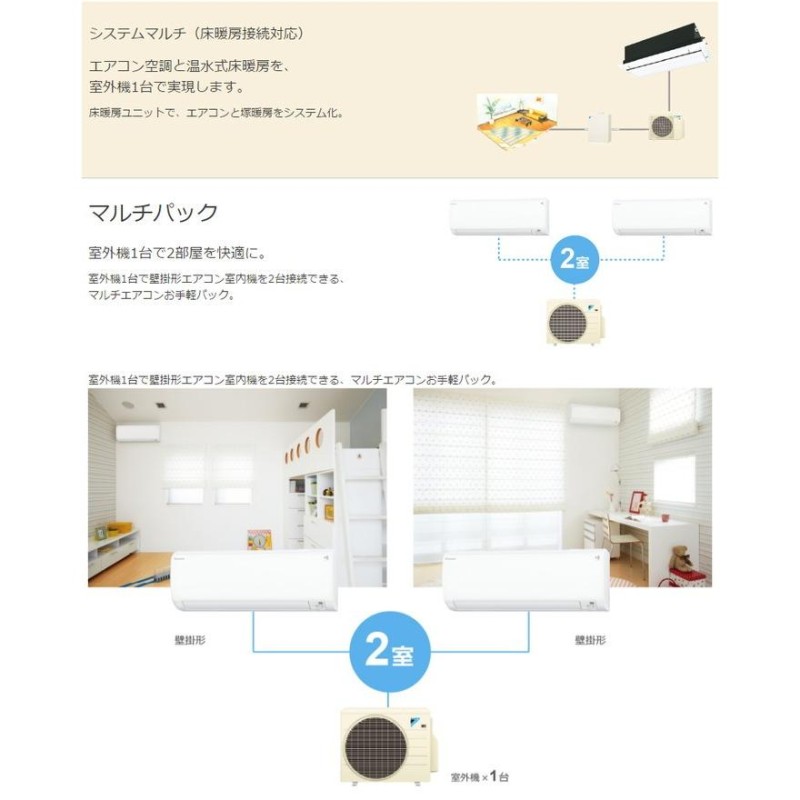 DAIKIN C22RTV-W 室外機×1室内機×2 ダイキン マルチエアコン用☆