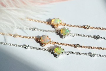 真正的蛋白石手鍊，925銀