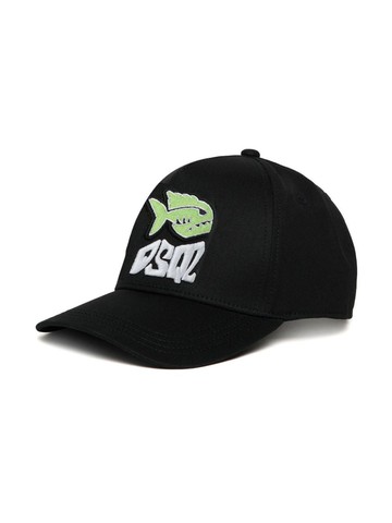 Dsquared2 Kids - fish-appliqué twill cotton cap - kids - Cotton - II - Black
