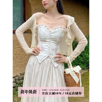 (免運)sorozien原創薄款防曬小坎肩女連衣裙外搭冰絲針織披肩罩衫上衣新