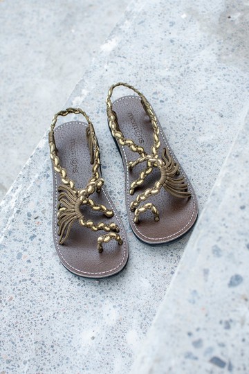 女士手工編織平底繩編涼鞋 Explore Taupe-Crème Wavy