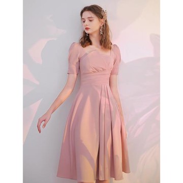 訂婚小禮服裙粉色伴娘服平時可穿敬酒回門參加婚禮連衣裙輕奢高端