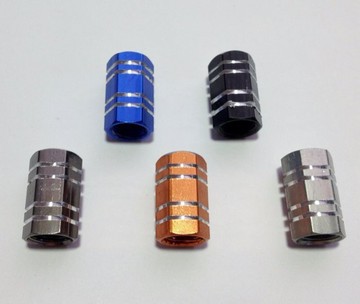 權世界@汽車用品 輪胎鋁合金氣嘴螺絲帽氣嘴蓋陽極六角切削(4入) CX-106321-五色選擇