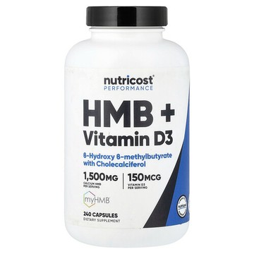 Nutricost, 表現，HMB+ 維生素 D3，240 粒膠囊