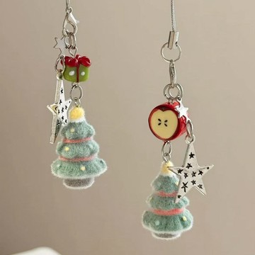 手機掛飾 吊飾✨Christmas 新款植絨圣誕樹手機鏈diy可愛包包相機掛件創意禮物