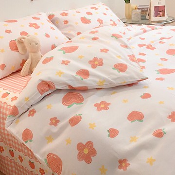 春夏ins風仙女小碎花純棉床上四件套全棉清新被套三件套粉色床單4
