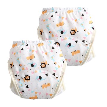 加厚6層學習褲/尿布褲  防側漏設計  純棉紗布+防水TPU+棉毛巾  110碼(11~16kg)  彩旗獅子  2件