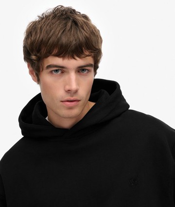 Superdry Men's Blank Oversized Hoodie Black Size: L