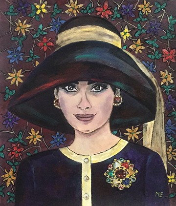 戴帽子的女士 丙烯畫 女人肖像 著名女人 女人美