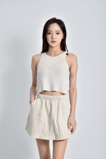 加購優惠(L) wandj運動棉質純棉鬆緊腰褲裙灰色短裙