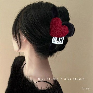 🔥品質超好🔥15cm超大毛絨抓夾安可拉紅愛心蝴蝶結盤髮鯊魚夾後腦勺髮量多夾子 盤髮夾
