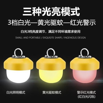 充電式LED迷你露營燈超長續航掛式馬燈戶外營地野營帳篷燈可調光