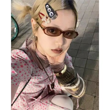 404的店Y2K小框方圓墨鏡凹造型千禧年代QQ時尚太陽眼鏡小眾審美女