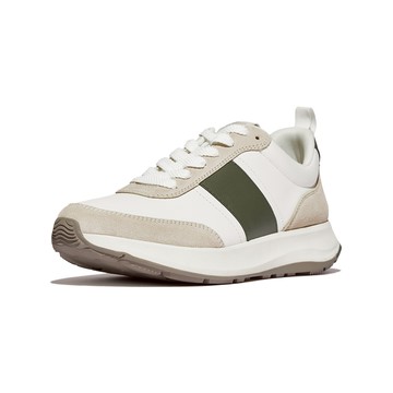 F-MODE FLOW MENS 男款皮革/麂皮/厚底休閒鞋-白色/綠色