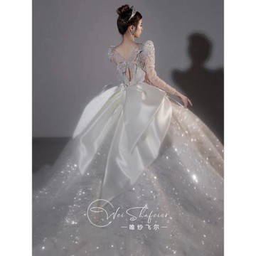 主婚紗新娘2025新款主紗長袖重工婚禮小個子結婚高級質感在逃公主