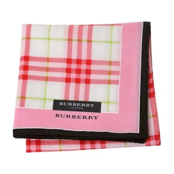 BURBERRY 經典正格紋字母LOGO圖騰帕領巾(粉白色系/51CM)