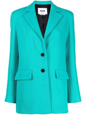 MSGM - single-breasted wool blazer - women - Virgin Wool/Nylon - 38 - Green