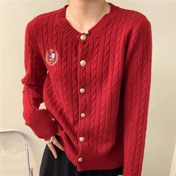 【巴黎精品】現貨+預購 法式針織外套寬鬆上衣針織衫毛衣大碼百搭休閒女裝-圓領麻花高級女外套5色a1lg16