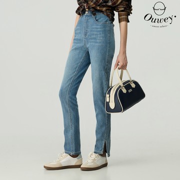 OUWEY歐薇 窄管中腰牛仔長褲(藍；S-L)