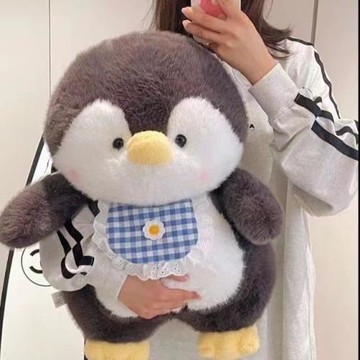 2025新款可愛企鵝公仔呆萌毛絨玩偶女孩布娃娃兒童哄睡抱枕批發
