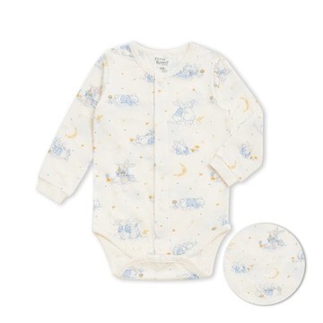 星空比得長袖前開包屁衣 (滋潤美麗纖維布)