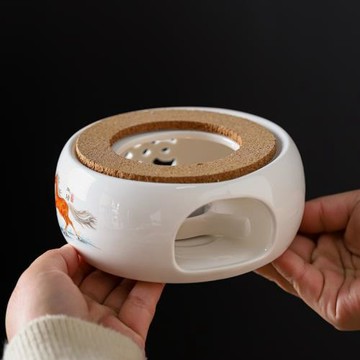 中國結鏤空加熱溫茶爐暖茶蠟燭底座煮茶器陶瓷花茶茶具花果茶