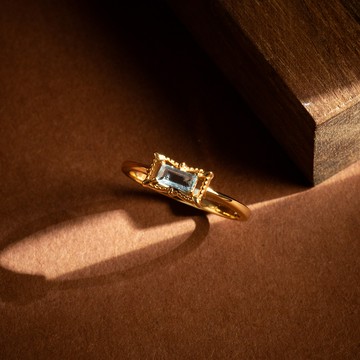 (絕版) 女爵 | 海藍寶 S925純銀 | 古典方鑽戒指