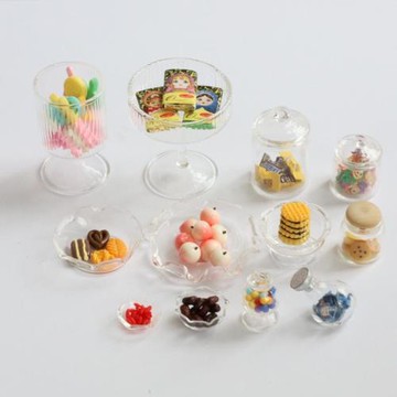 微縮食玩迷你玩具娃屋玻璃托盤糕點罐瓶子模型小布兵人OB拍攝場景