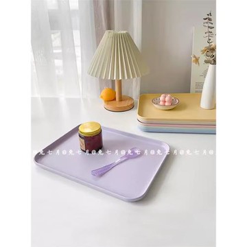 韓式ins風簡約純色方形托盤小麥秸稈料理甜品收納盤子一人食茶盤