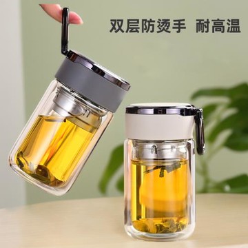 迷你雙層玻璃小水杯辦公室女士個人專用男士口袋杯子泡茶杯便攜