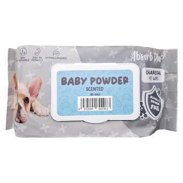 Absorb Plus 狠清爽寵物活性碳濕紙巾  爽身粉味  添加蘆薈萃取物和維生素E  80張  1包