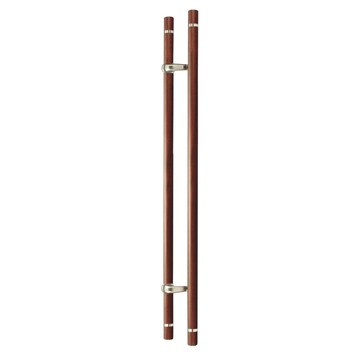玻璃門把手PB-2007 不銹鋼+原木 長度1200mm 孔距800mm 管直徑38mm