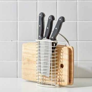 【UDiLiFE】 生活大師 樂司 小鐵刀具砧板架 不鏽鋼刀具砧板瀝水架 雙筷筒單槽款 刀具架 餐具收納 廚房收納 砧板