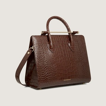 Strathberry - Midi Tote - Top Handle Leather Tote Bag - Brown