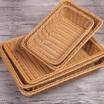 籃 麵包籃 超市酒店陳列籃展示籃手工收納籃筐塑料仿藤編織籃
