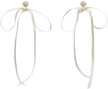 Simone Rocha 白色 Bow Ribbon Stud 耳坠