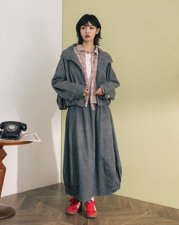 水洗鬆緊下擺氣球裙(兩色)